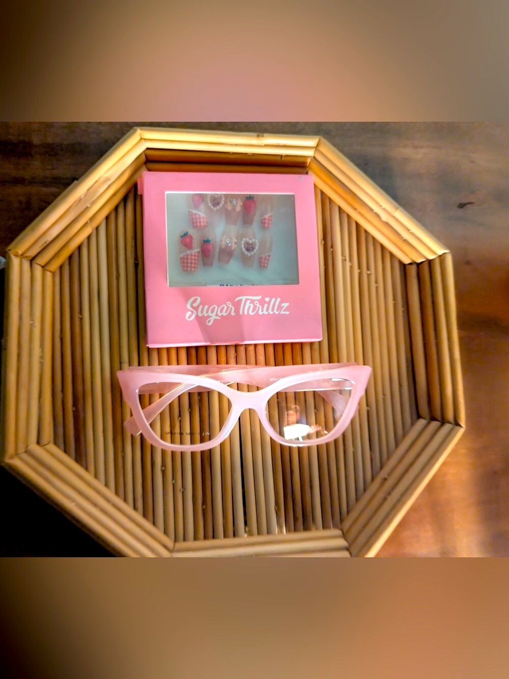Dolls Kill Sugar Thrillz Nails Set & Pink Cat Eye Glasses Bundle 🍓 NWT